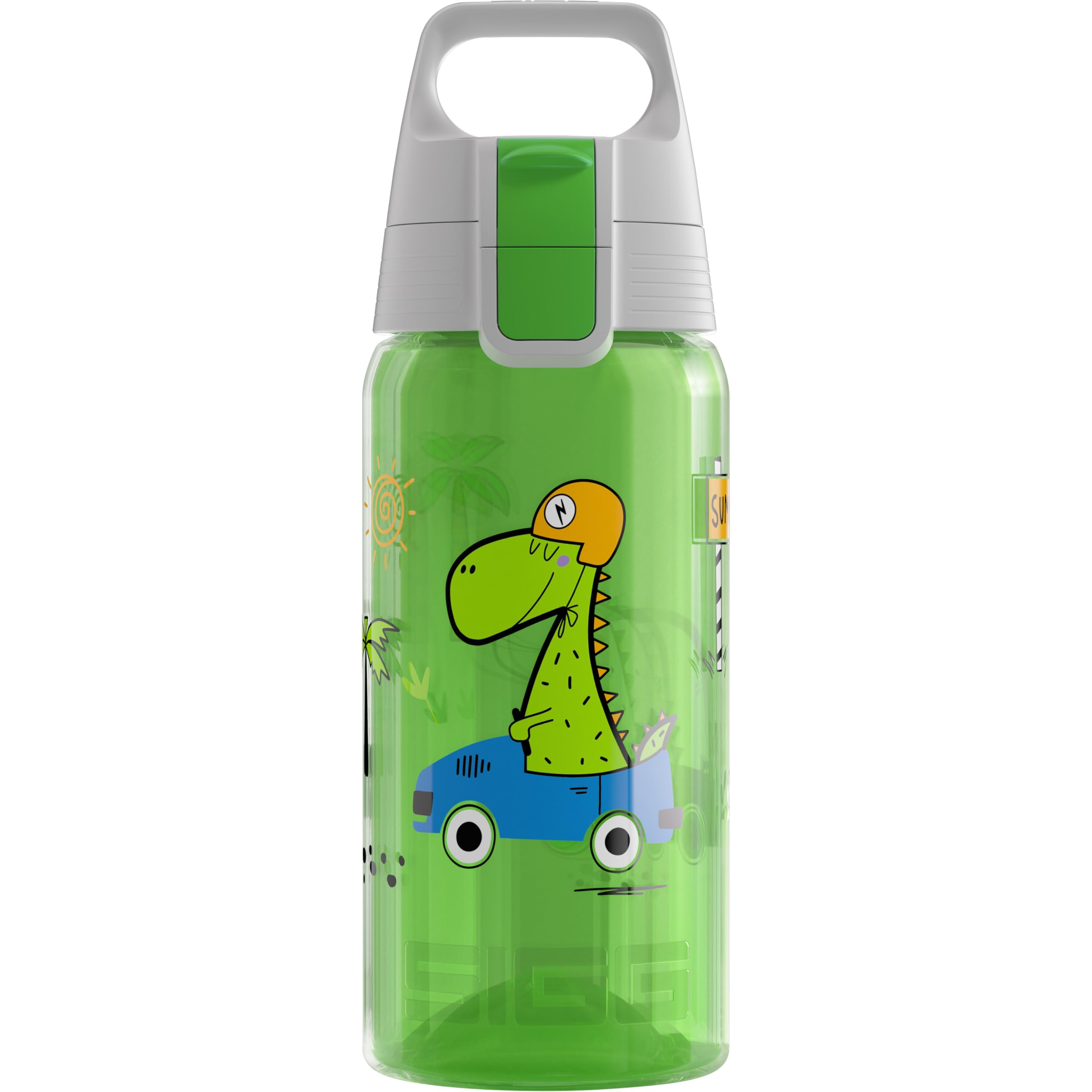 Sigg - Sports Water Bottle For Kids - Viva One Dino Race - Suitable For Carbonated Drinks - Leakproof - Dishwasher Safe - BPA Free - School & Bike - Aqua - 0.5L — image 1