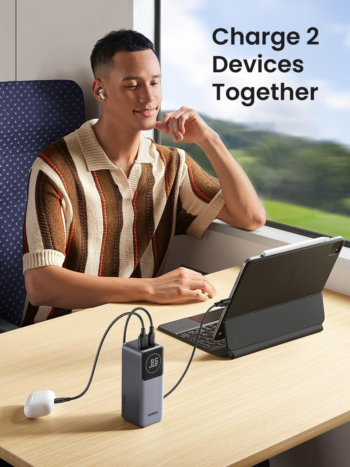 UGREEN Nexode Power Bank 12000mAh 100W, Caricatore Portatile Ricarica Rapida PD 3.0, Batteria Esterna con Display, Compatibile con MacBook PRO/Air, iPhone 16/15 Plus PRO Max, Galaxy S24 S23 Ultra