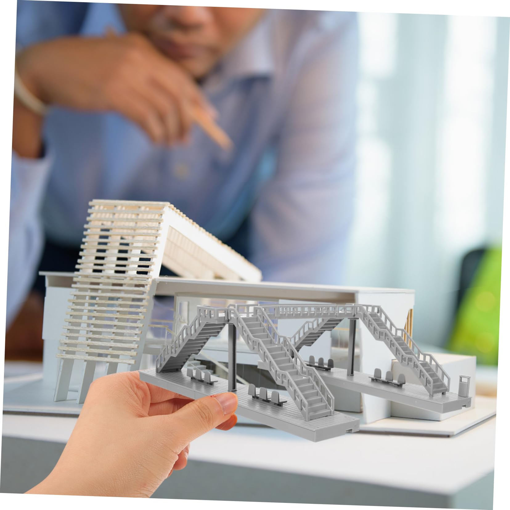 Toyvian 5 zestawów Flyover model miniaturowy ornament na stół z piaskiem, dekoracja krajobrazu kolejowego, stół do piasku, akcesoria modelowe, sztuczny most dla pieszych, model