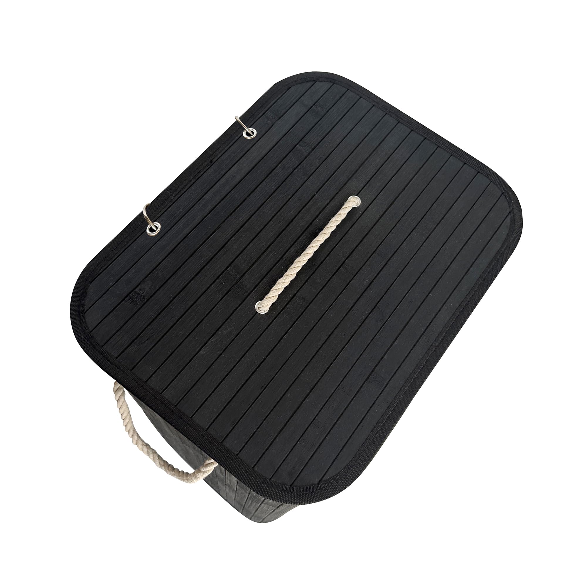 21Bamboo Élégant panier à linge en bambou de 72 l avec couvercle, solide et pliable, sac à linge amovible, pour salle de bain, chambre à coucher ou chambre d'enfant, aspect naturel (200, noir) - 3