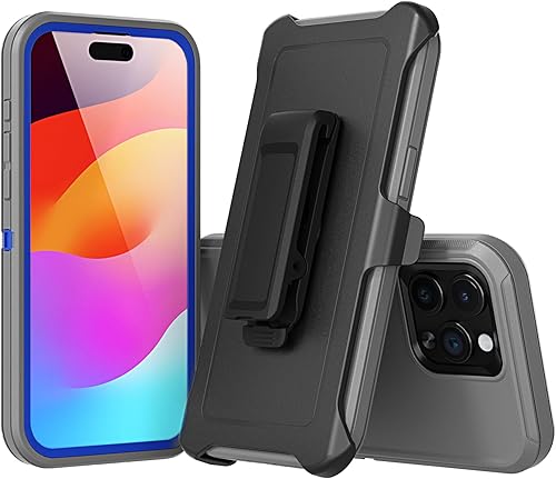 Miniatura 7 de Compatible con iPhone 15 Pro Max, con funda de clip para cinturón, resistente, a prueba de golpes, protección de cuerpo completo para iPhone 15 Pro