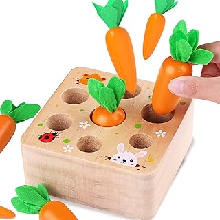 Cheffun Wooden Montessori Toys - Carrot Harvest Game, Preschool Learning Activities, Shape Sorter, Preschool Learning Fine Motor Toys, Learning Resources, Montessori Toys for 1 Year Old 2 3 4
