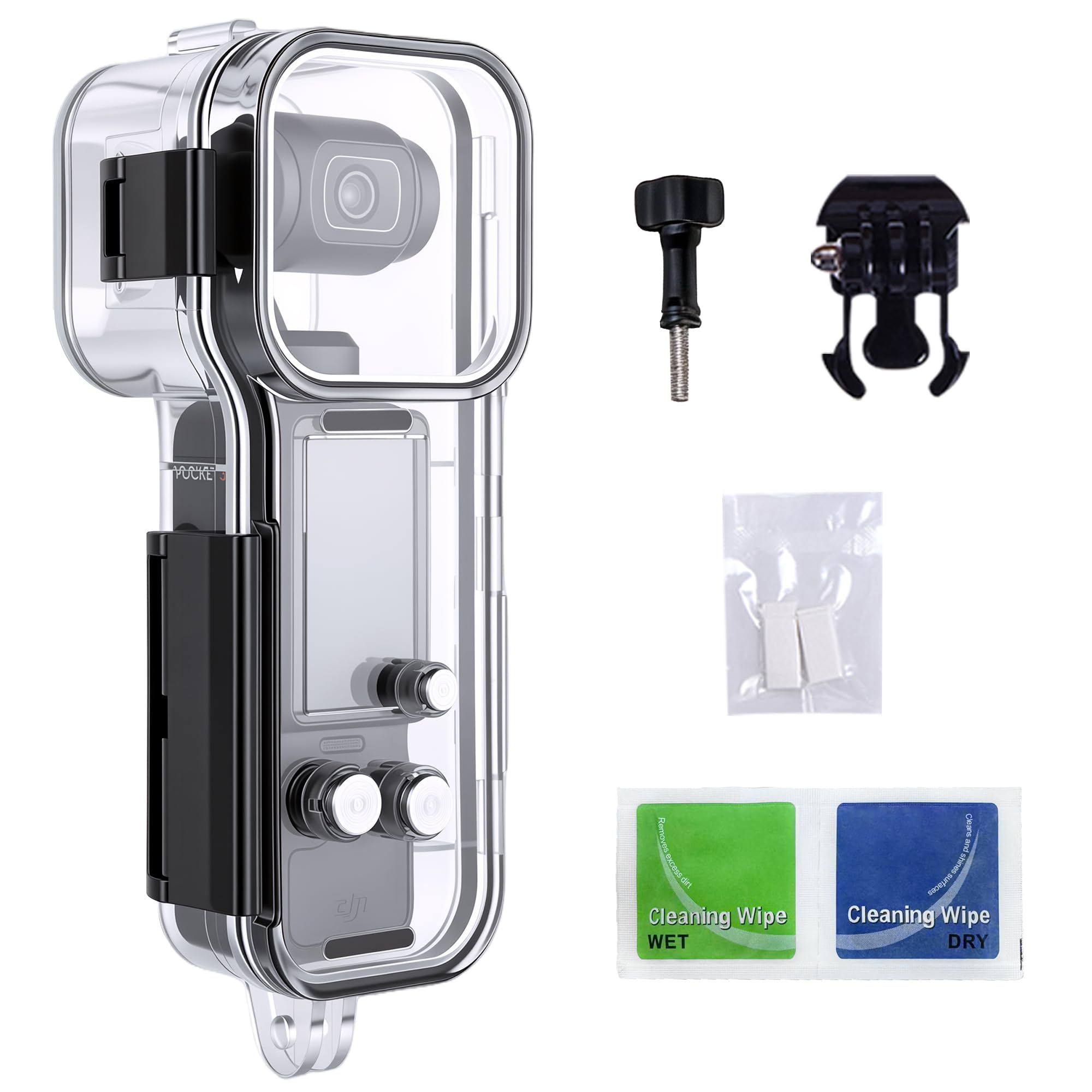 Walking Way wasserdichte Hülle für DJI Osmo Pocket 3, Anti-Beschlag Unterwasser-Kameragehäuse, Käfig unterstützt 60m Tiefentauchen mit Schnellverschluss-Halterung, Schraubenzubehör