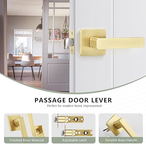 Miniatura 4 de Paquete de 4 cerraduras de puerta de privacidad, manija de puerta resistente, sin llave, moderna perilla de puerta interior izquierda o derecha,