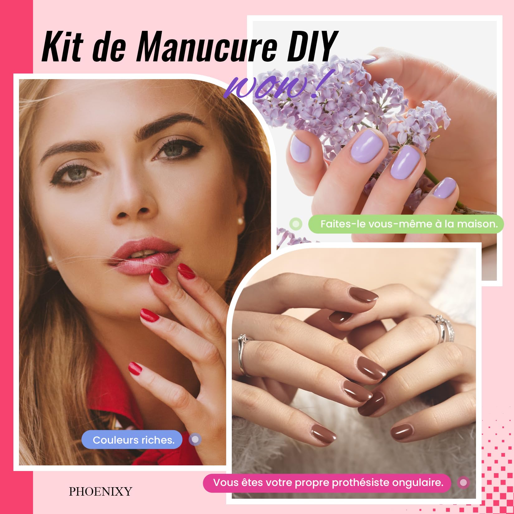 PHOENIXY 40PCS Kit Vernis Semi Permanent Complet avec 48W Lampe UV, Ponceuse pour Ongles, 35 Couleurs Kit Ongle Gel UV Complet avec Base et Top Coat Professionnel Kit Manucure