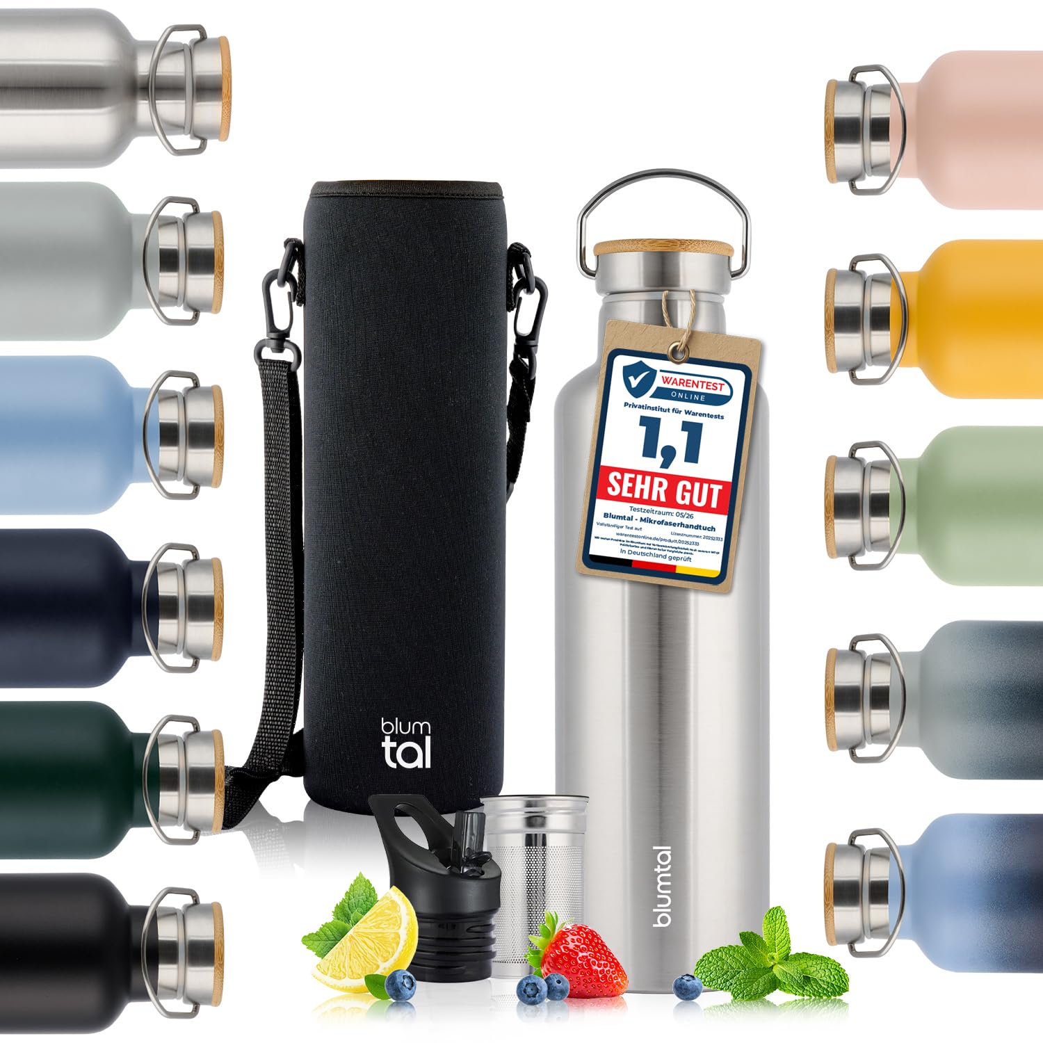 Blumtal Thermosflasche 750ml Stainless Steel Edelstahl Trinkflasche