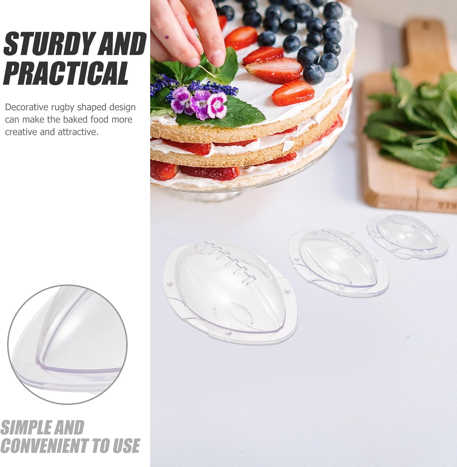 BESTOYARD 3Pcs Cake Baking Molds Football Ice Molds Cupcake Cake Decoration Football Pinata Silicone for Chocolate Plastic Fondant 3D Abs Clay Handmade Soap - Image 9