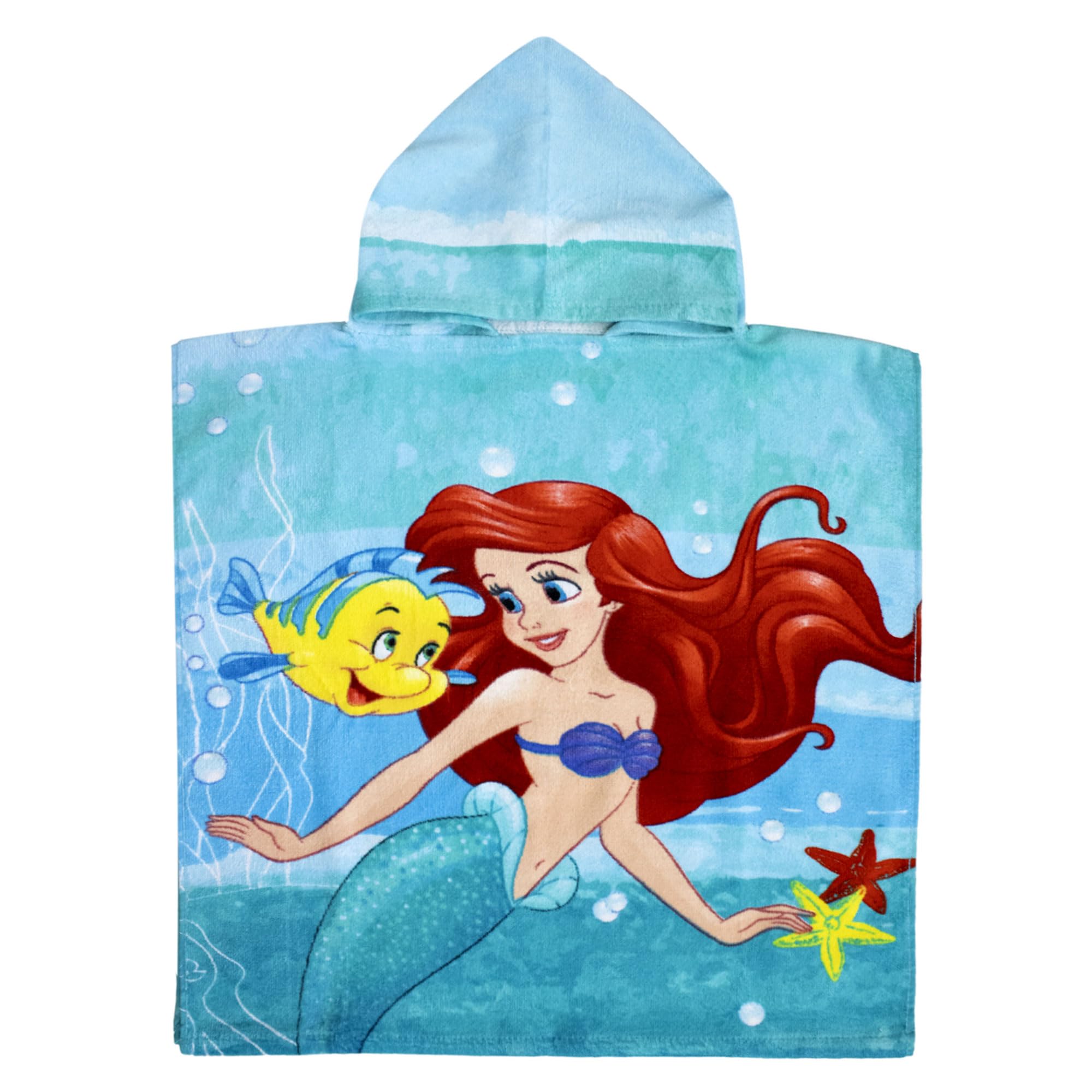 Jerry Fabrics Blue And Green Disney Ariel Children's Bath Poncho With Hood 50 X 115 Cm, Colourful
