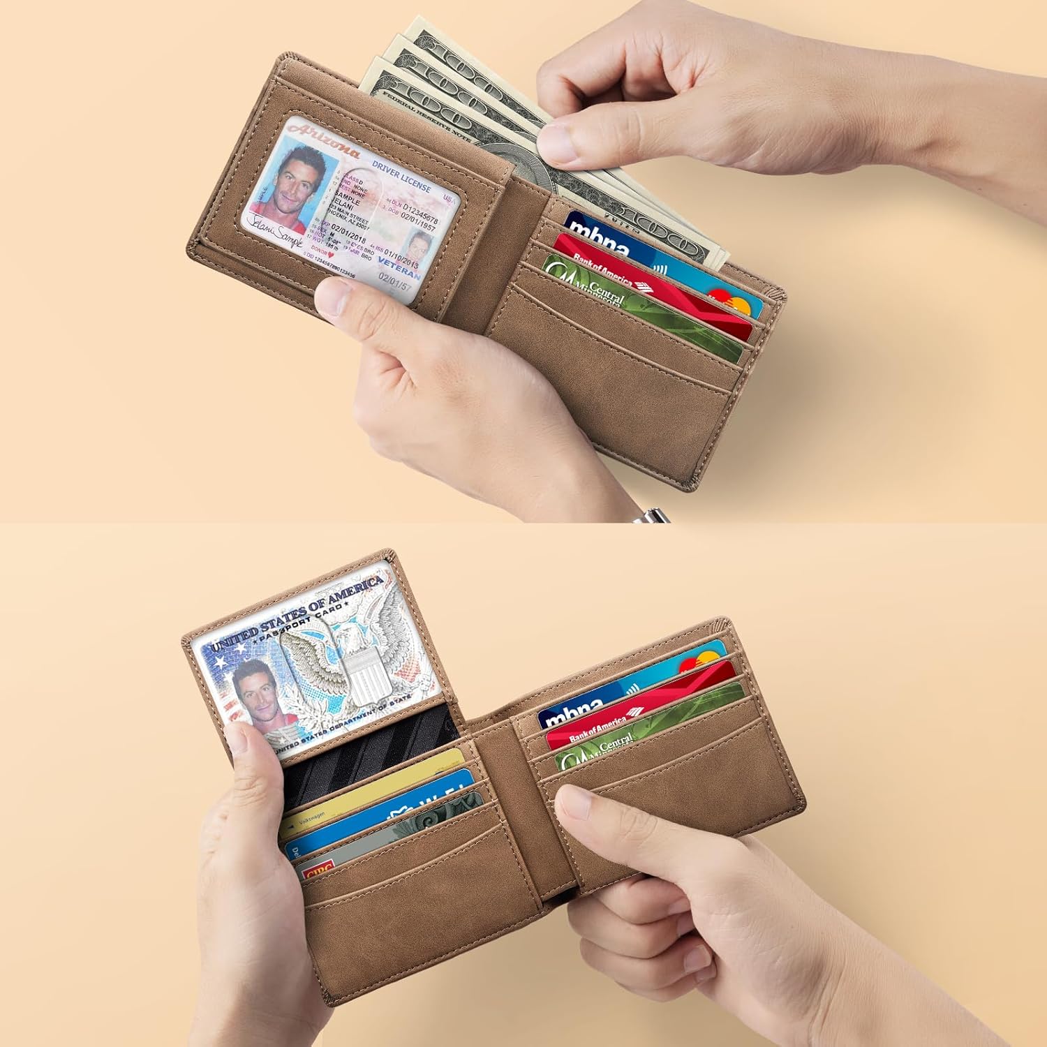 Zitahli Wallet for Men 12 Card Holder Slim Rfid Leather 2 ID Window Wallets With Gift Box Men's Accessories - Image 3