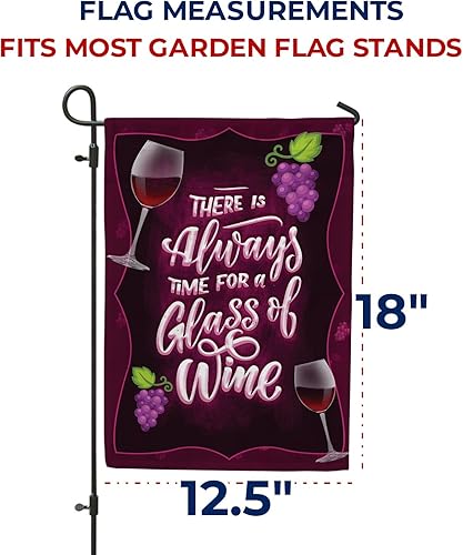 Miniatura 7 de Bandera de jardín con texto en inglés "America Forever There is Always Time for a Glass of Wine de 12.5 x 18" de doble cara de verano con uvas de