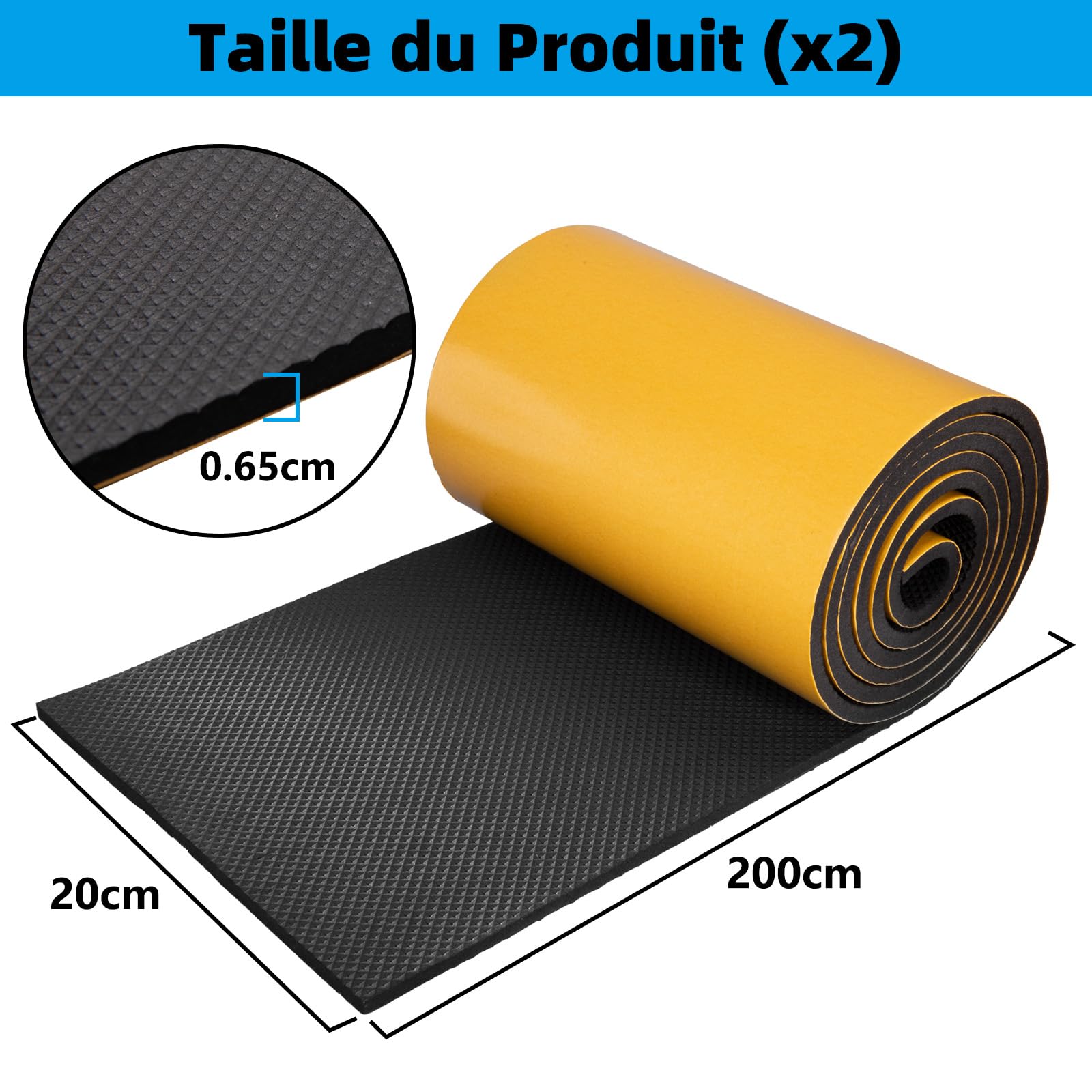Spurtar Mousse Protection Garage Mur, EVA Protection Portiere Voiture Autoadhésive - Idéal Protege Porte de Voiture, 2 Rouleaux de 200 x 20 cm, 6,5 mm,Total 4 mètres