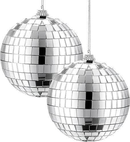 2 Pieces Mirror Disco Ball, 70's Disco Party Decoration, Hanging