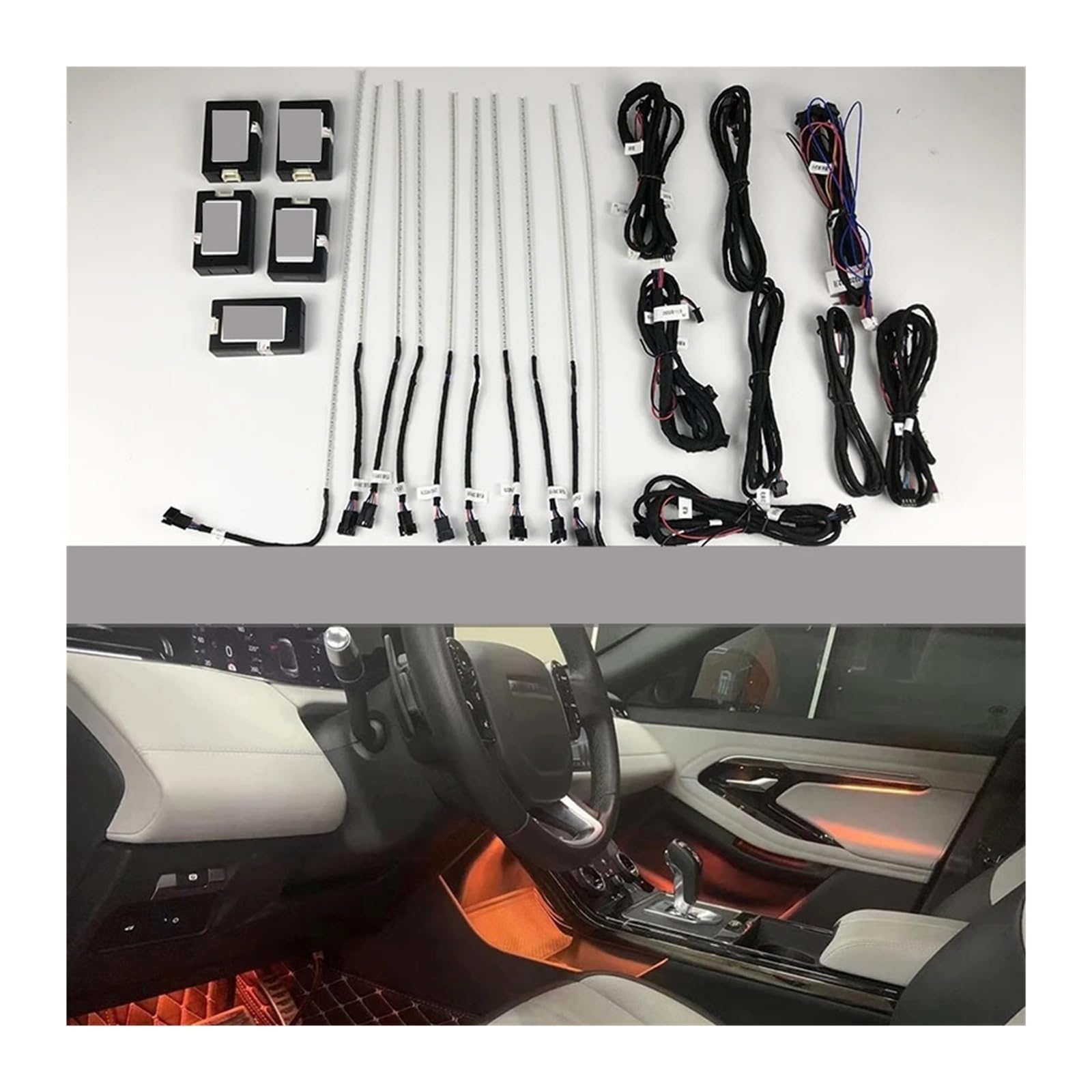 10 Colors Inter Door Ambient Light Ambient Light LCD Panel Screen Control Compatible with Range Rover Evoque 2018-2020