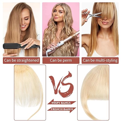 Miniatura 4 de FELENDY Flequillo con clip, 100% cabello humano, flequillo francés, flequillo, flequillo, natural, recto, frontal, plano, limpio, completo bang