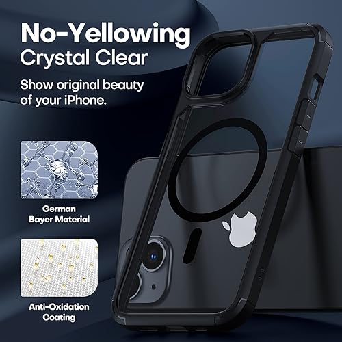 Miniatura 5 de TAURI Funda magnética 5 en 1 diseñada para iPhone 14 para iPhone 13, compatible con MagSafe con 2 protectores de pantalla + 2 protectores de lente