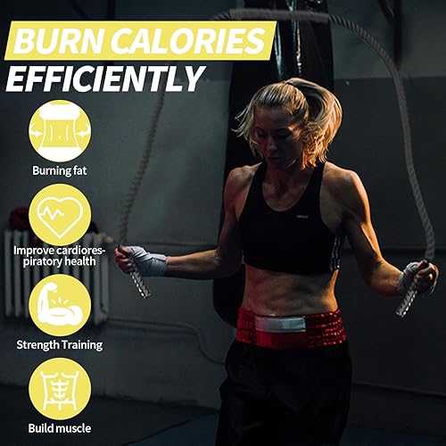 Miniatura 6 de Cuerda de saltar con peso para fitness, cuerda de entrenamiento muscular total de 2.4 libras para mujeres y hombres, cuerda de saltar para adultos