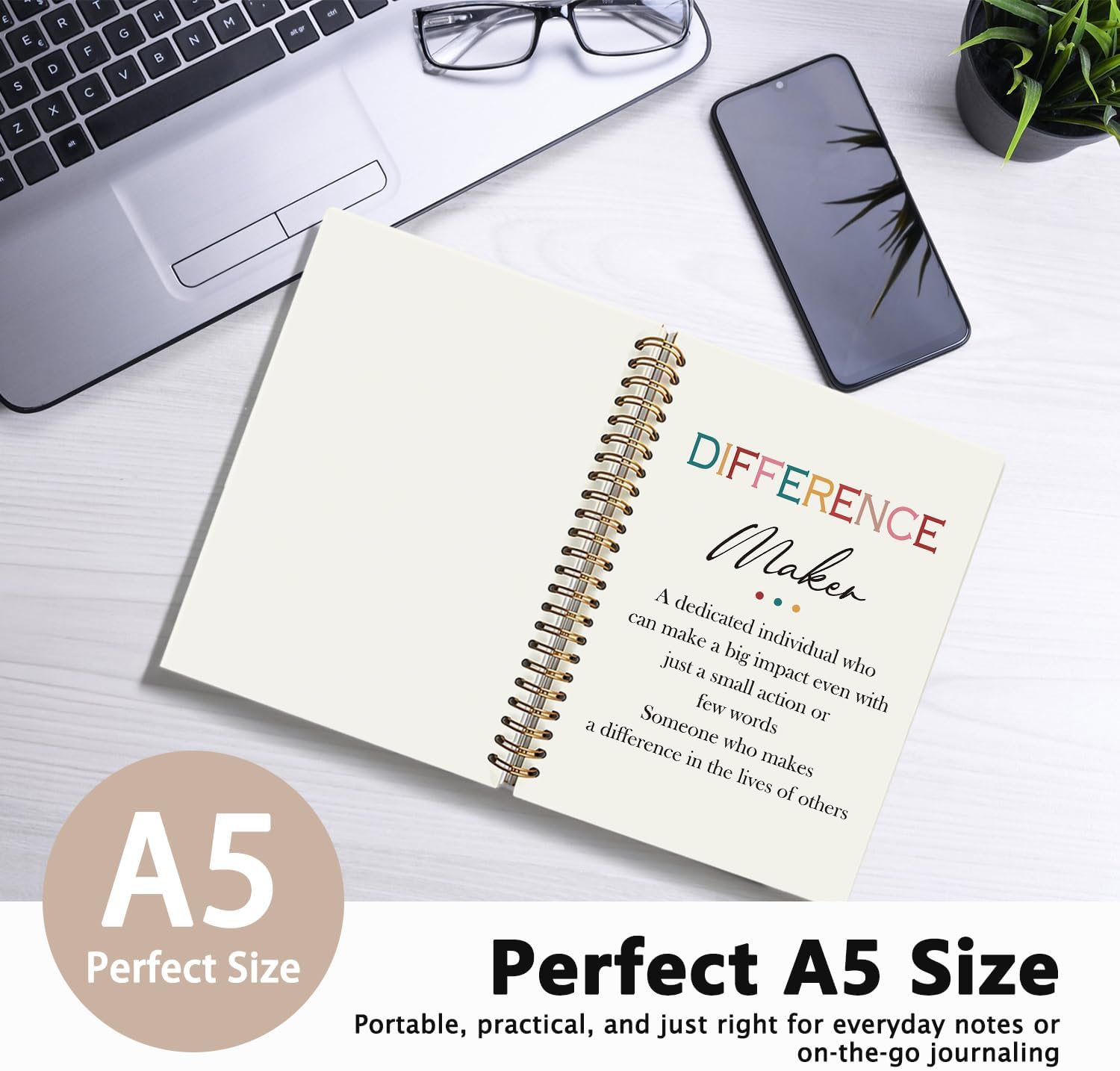 Difference Maker Gift Notebook Journal, Appreciation Gifts for Coworkers Teacher Mentor Boss Coach, Coworker Gifts, Thank You Gifts for Women Men Hardcover Spiral Notebook 5.5x8.3 Inch - Image 2