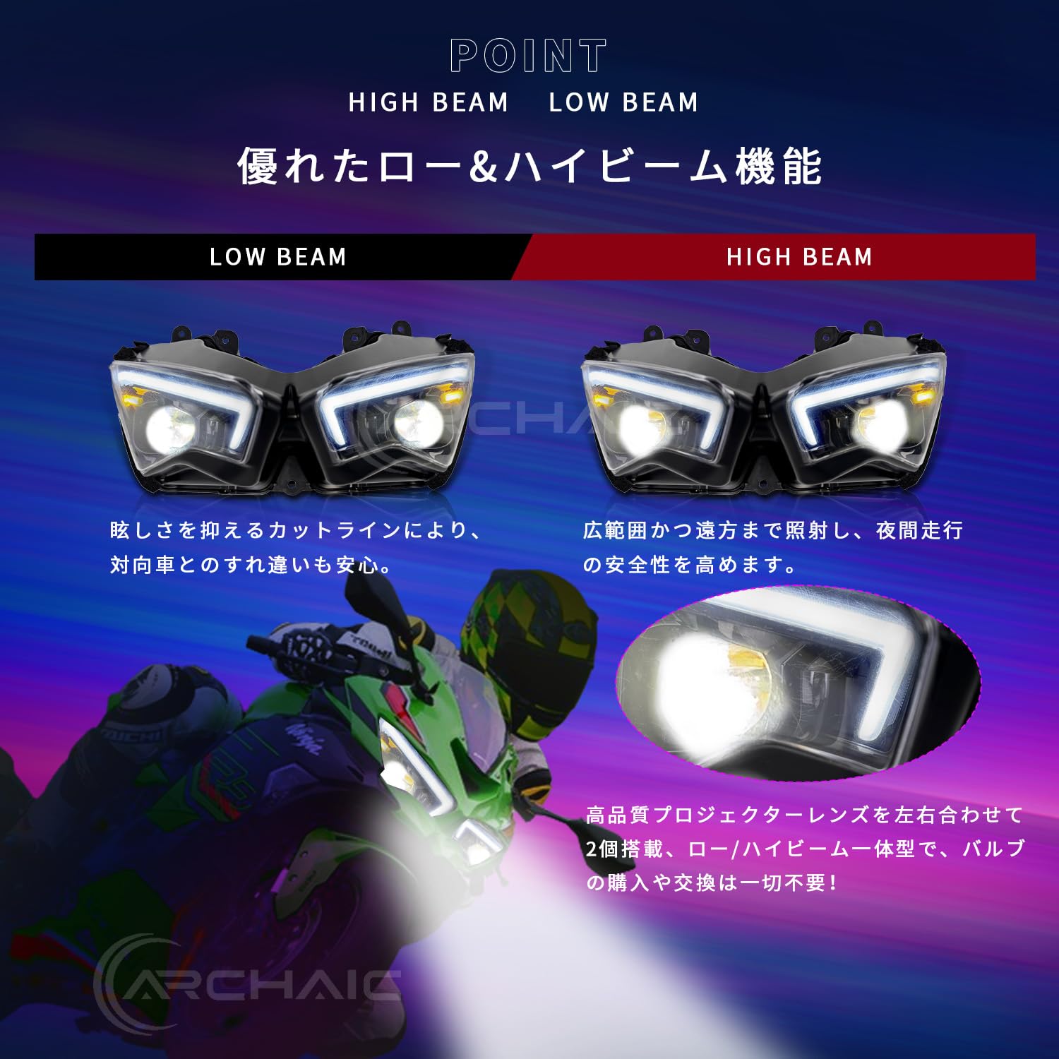 Amazon.co.jp: Archaic Kawasaki Ninja 400/650/250/ZX-4R/ZX