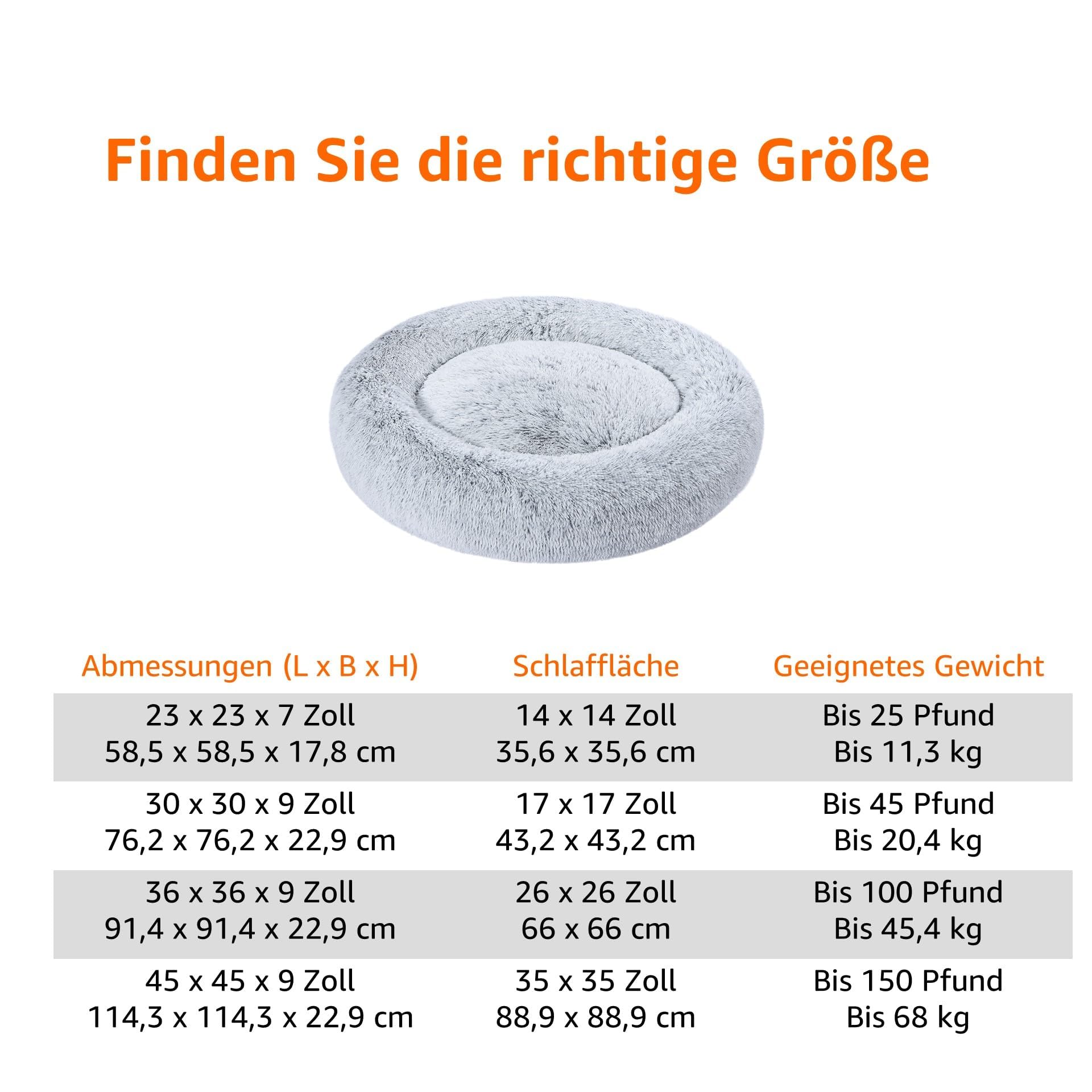 Amazon Basics Weich Haustierbett für Hund, Donut-Kissen, Kunstfell, Maschinenwaschbar, 91 cm, Grau