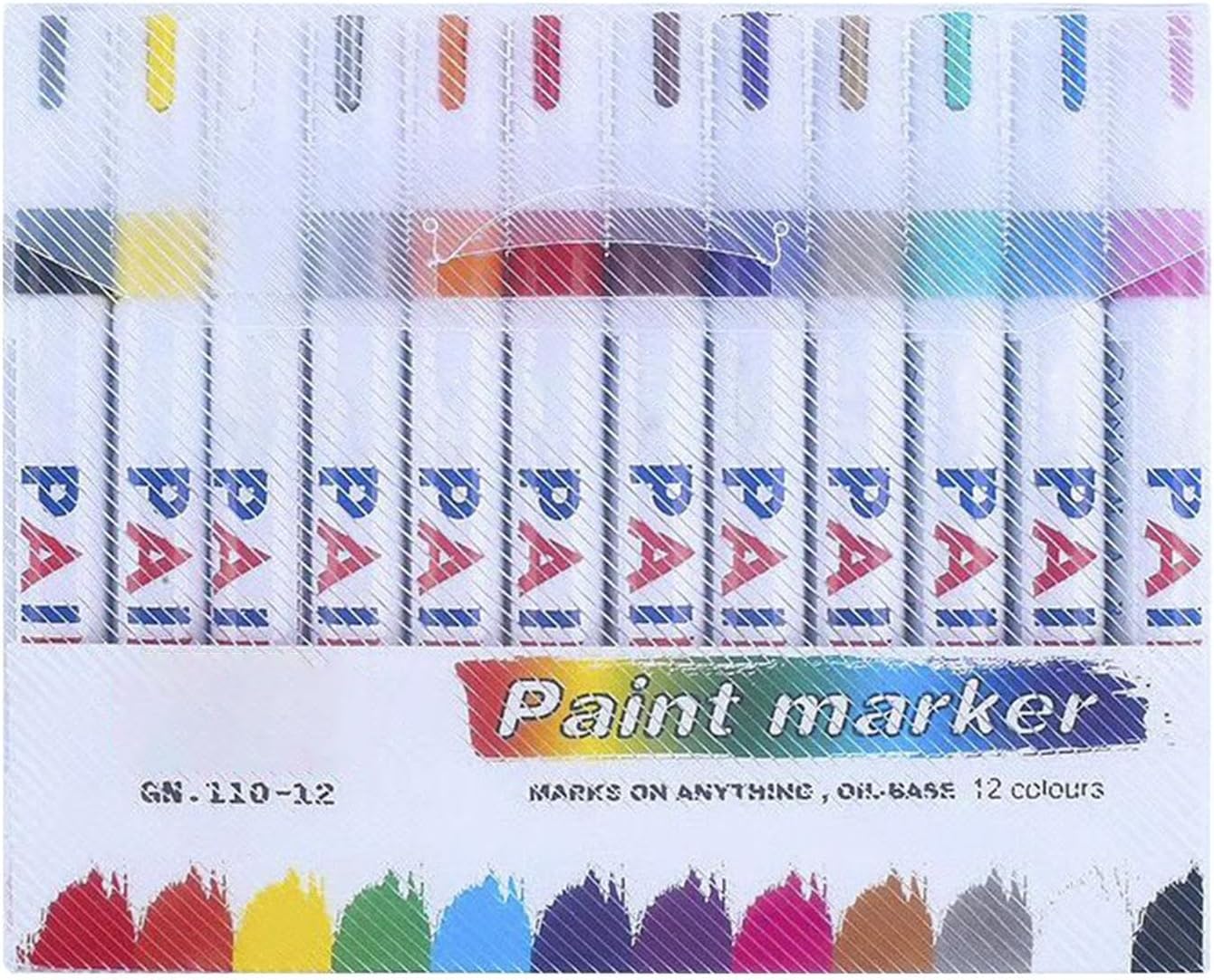 Paint Markers Set - 12 Quick Dry Oil Based Pens, Permanent Waterproof Art Supplies, Multi Craft Writing Tools | Rock Glass Fabric Metal for Glass Fabric Metal