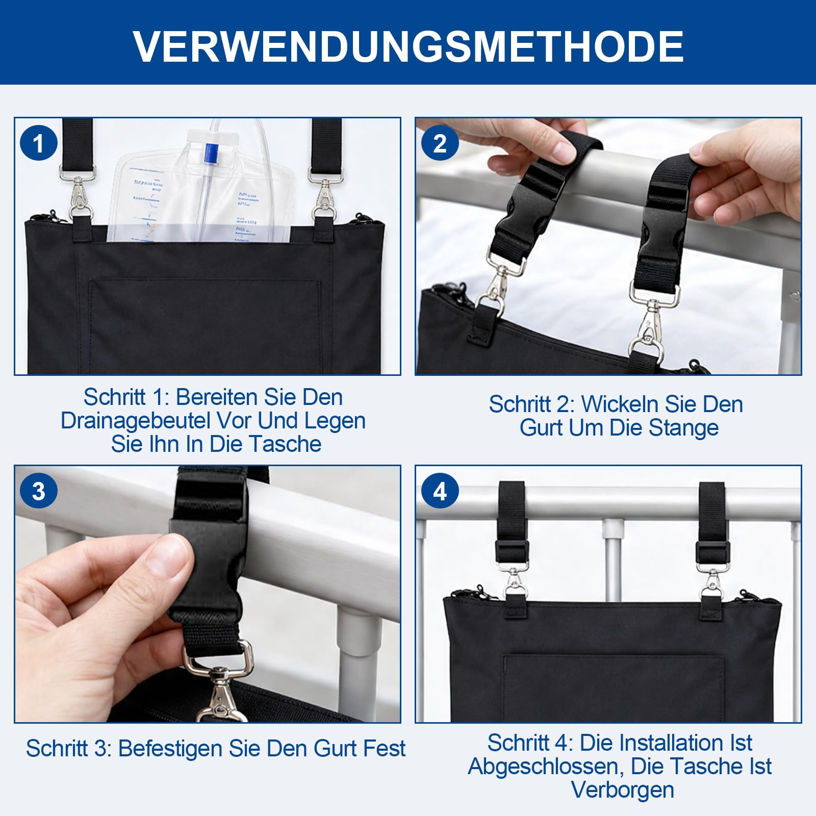 Urinbeutel 2000ml, Sicher Diskret Katheterbeutel 2000ml, Katheter Tasche mit Katheter Schlauch Abdeckung und Verstellbarem Gurt