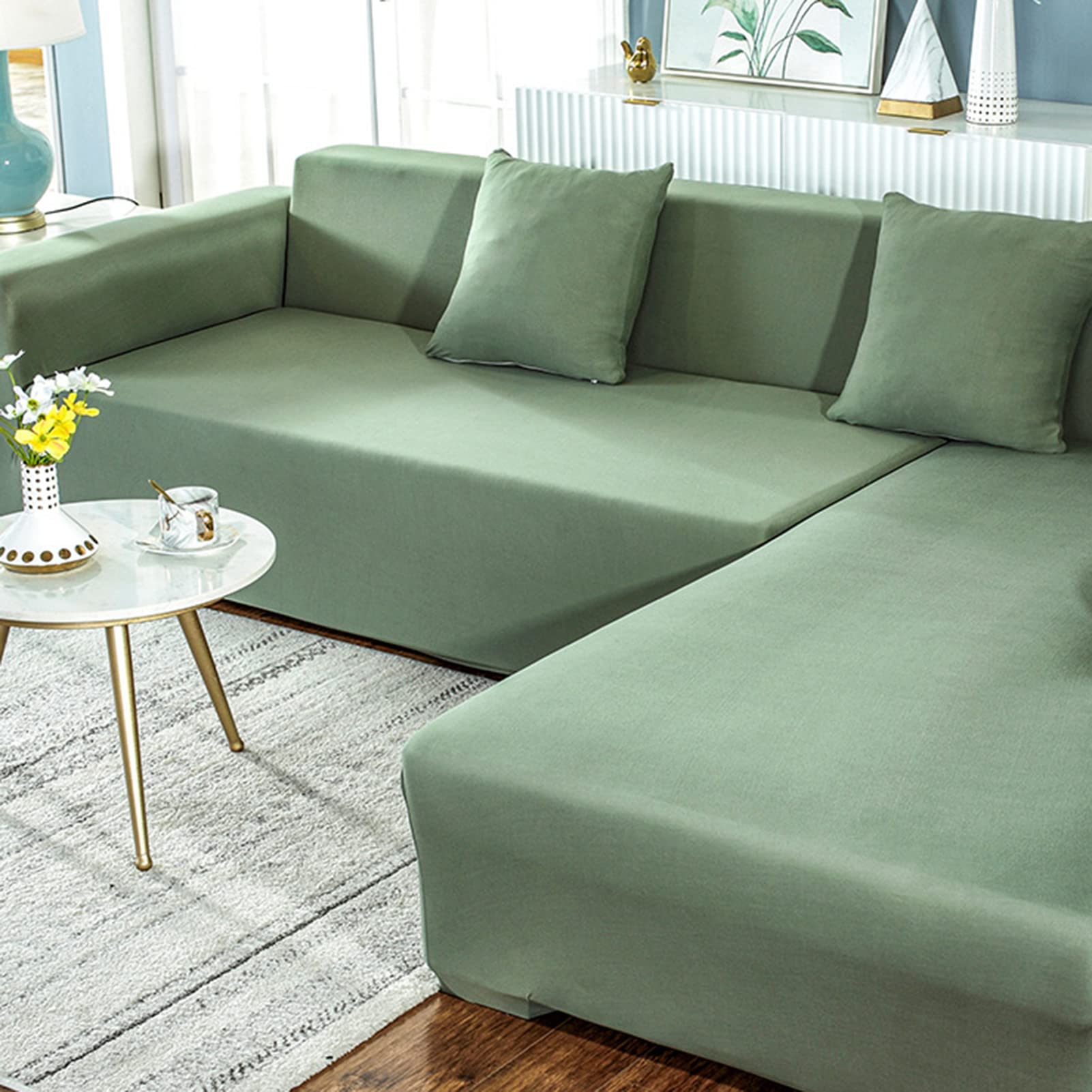 Housse de canapé élastique et antidérapante lavable pour fauteuil vert