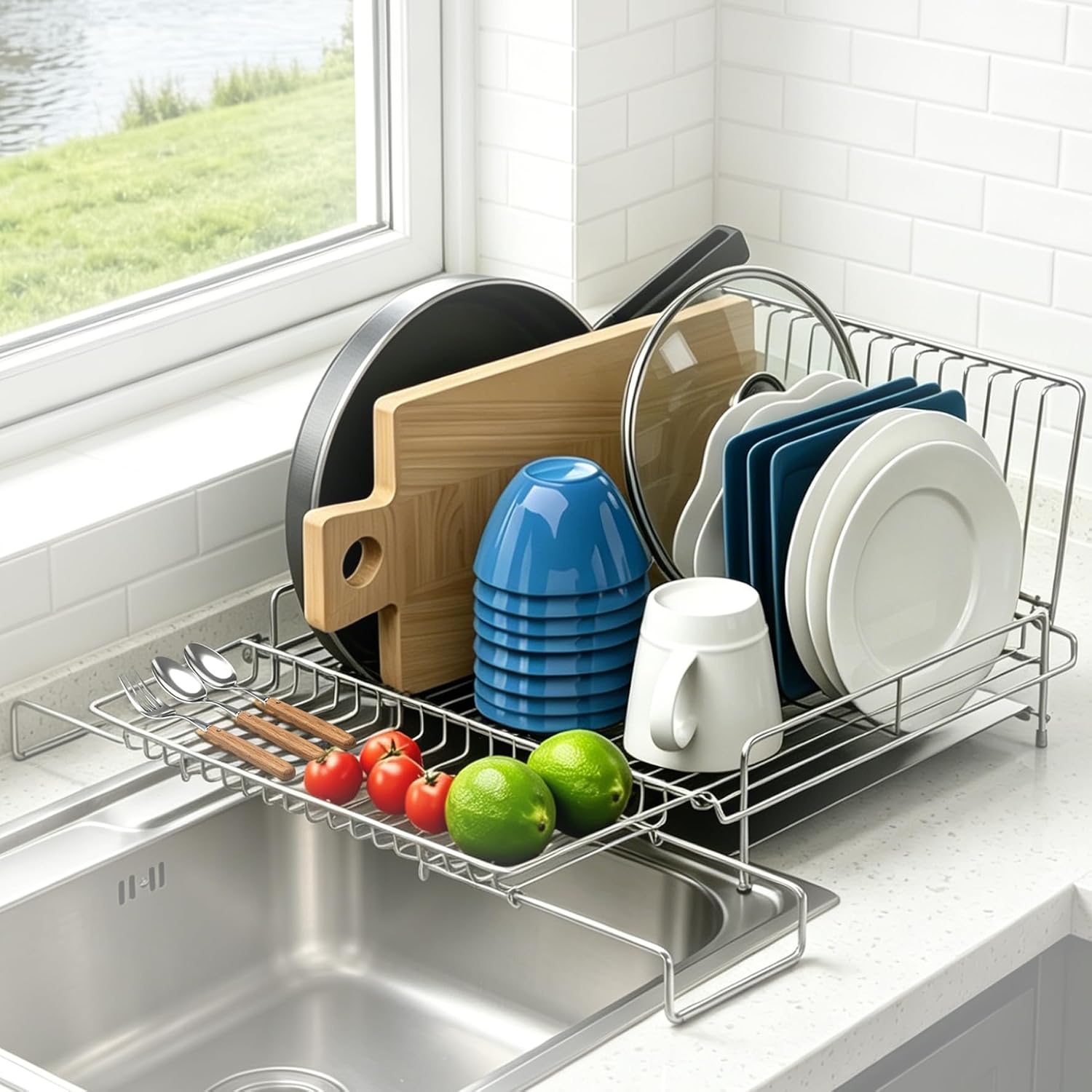 Dish Drying Rack Stainless Steel Expandable Large