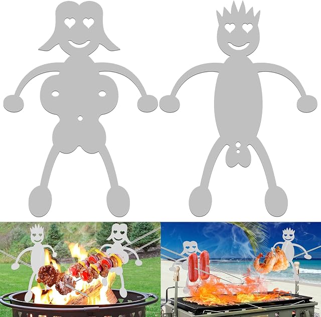 Hot Dog Marshmallow Roasters Novelty Women Men Shaped Roasting Sticks Stainless Steel Sausage Grill Skewer Forks Funny Craft Barbecue Forks Camp Fire Grill Tool for BBQ Picnic Camping 2Pcs