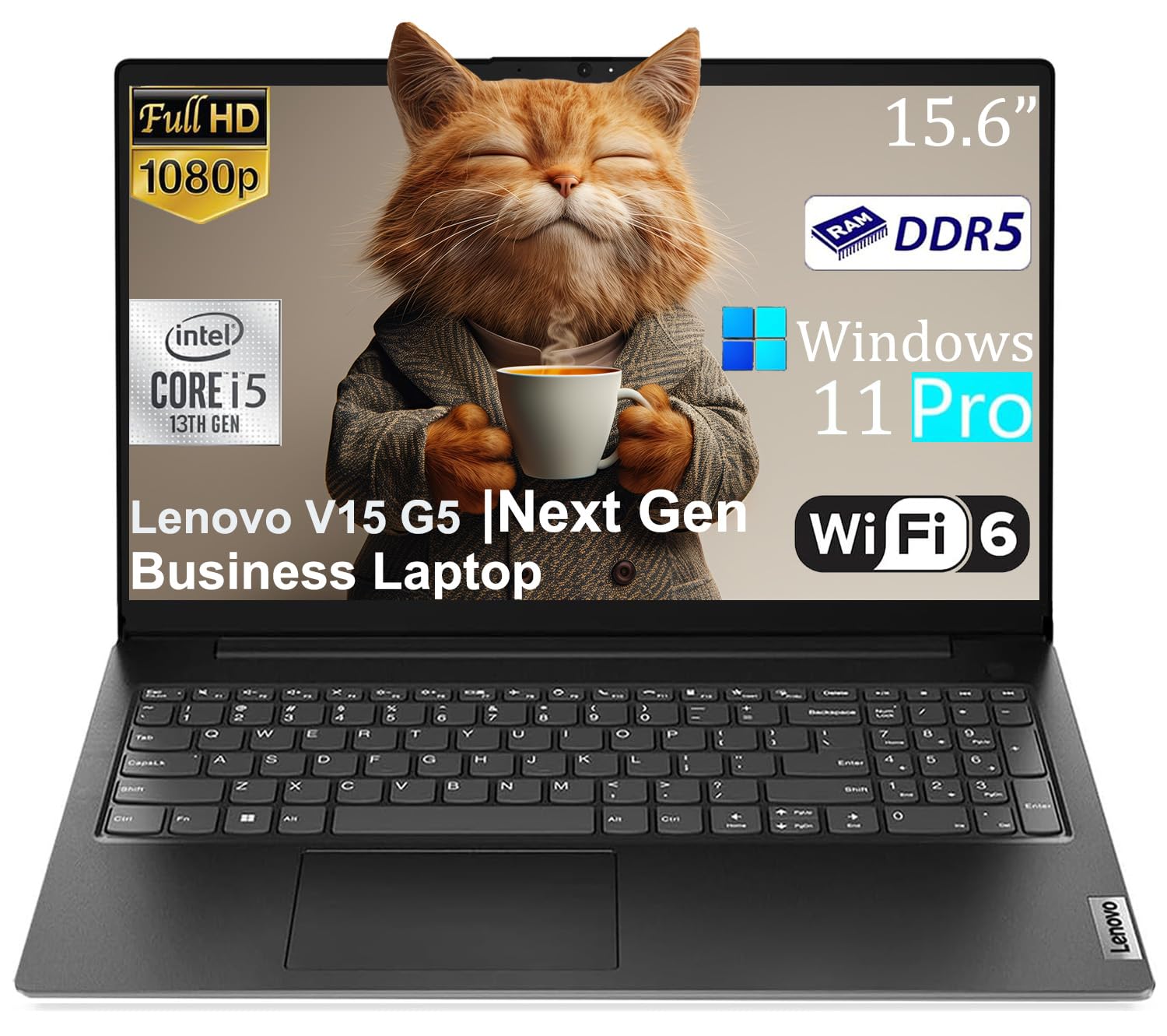 Lenovo Computer portatile aziendale V15 G4, display antiriflesso FHD da 15,6", Intel 8-Core i5-13420H (Beat i7-1355U), 16 GB di RAM, SSD da 512 GB, WiFi6, Bluetooth5.2, RJ-45, Windows 11 Pro, con kit