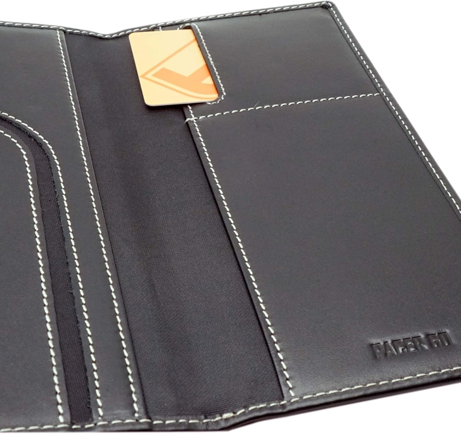  | Pacer Go RFID Blocking Slim Minimalist Long Travel Wallet Genuine Leather Passport Holder Travel Cover (Black) | Passport Wallets