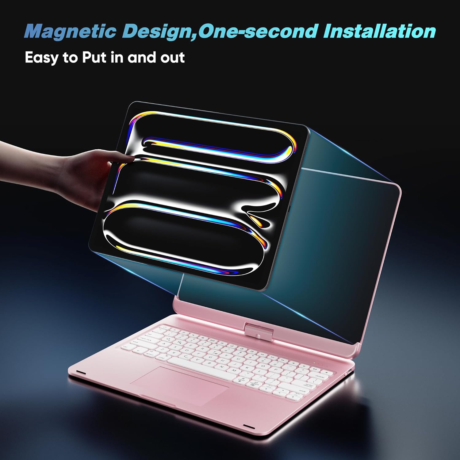 Keyboard Case for iPad Air 11 inch (M2) 2024 & iPad Pro 11 inch (1st/2nd/3rd/4th Generation) & iPad Air 4th/5th Gen 10.9” with 360° Rotatable Pencil Holder touchpad Backlit Magnetic Pink