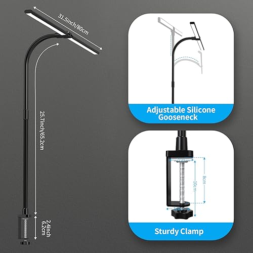 Miniatura 8 de LeadGoods Lámpara de escritorio LED doble cabeza LED lámparas de escritorio para oficina en casa banco de trabajo arquitecto iluminación de 315