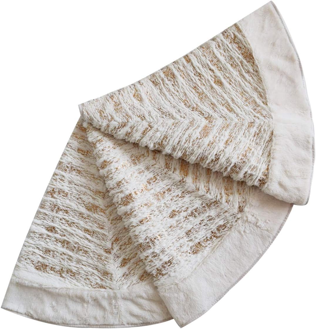 52" Round Gold Faux Fur Christmas Tree Skirt