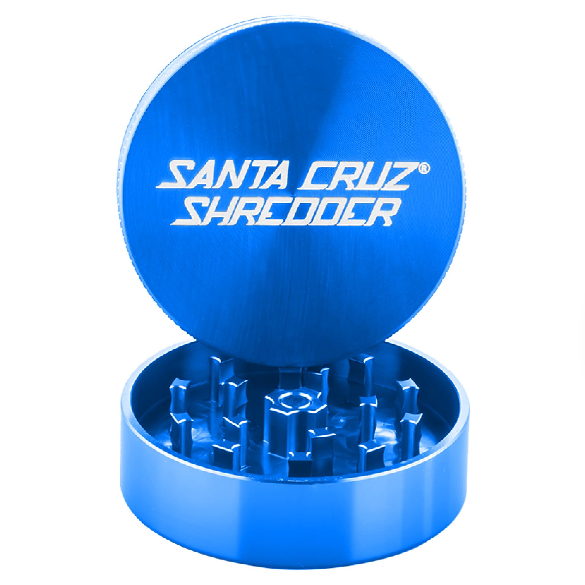 Santa Cruz Shredder Metal Herb Grinder Knurled Top for Stronger Grip 2-Piece 2.2" (Blue), 2 1/8″ Diameter, Height : 1"