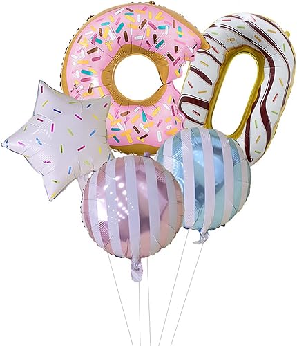 Globos de dona con números de feliz cumpleaños, decoraciones de fiesta de cumpleaños dulce (32 pulgadas) (0)