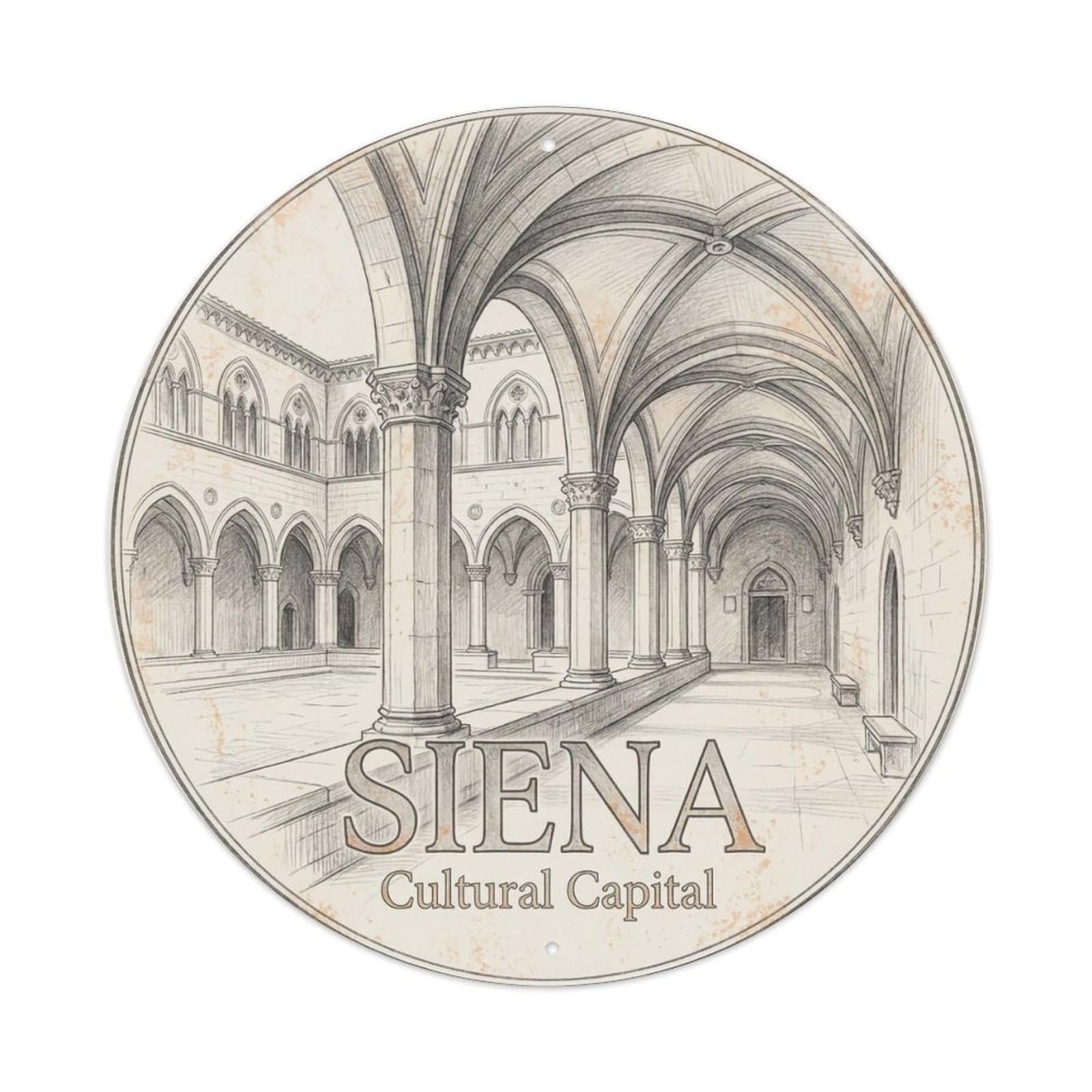 Vintage Travel Siena Italy Jewel Metal Tin Sign