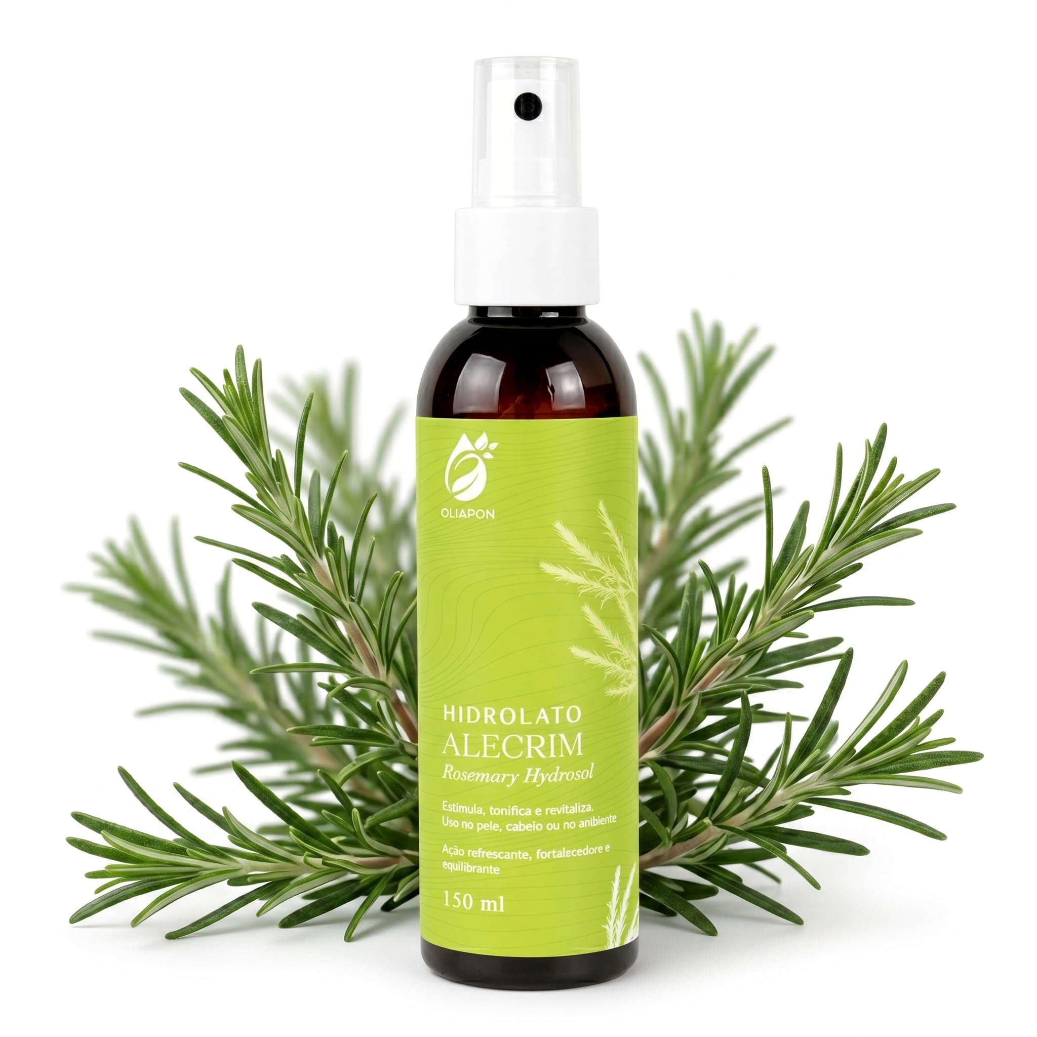 Hidrolato Natural Oliapon 150ml – Alecrim Tônico Facial & Corporal Natural, Água Floral