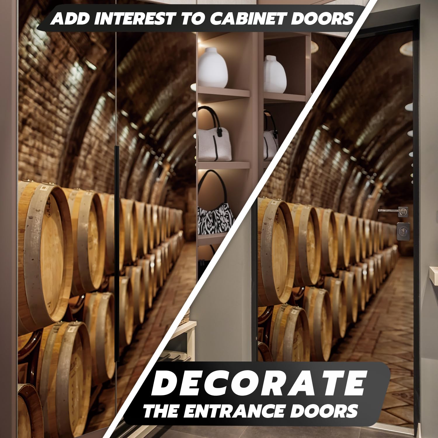 Alwayspon Adhesivo mural autoadhesivo para puerta de bodega de vino de 200 x 76 cm, vinilo para despegar y pegar, calcomanías impermeables y extraíbles para decoración de pared de dormitorio, hogar
