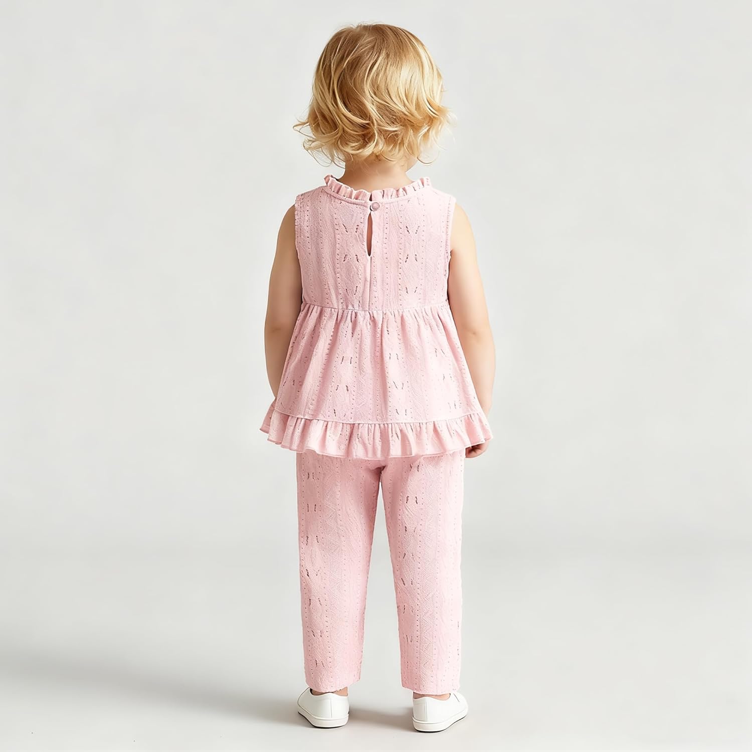 Toddler Girl Clothes Baby Girl Spring Summer Outfits 2Pcs Ruffle Sleeveless Top and Pants Set for 1-5 Years - Image 4