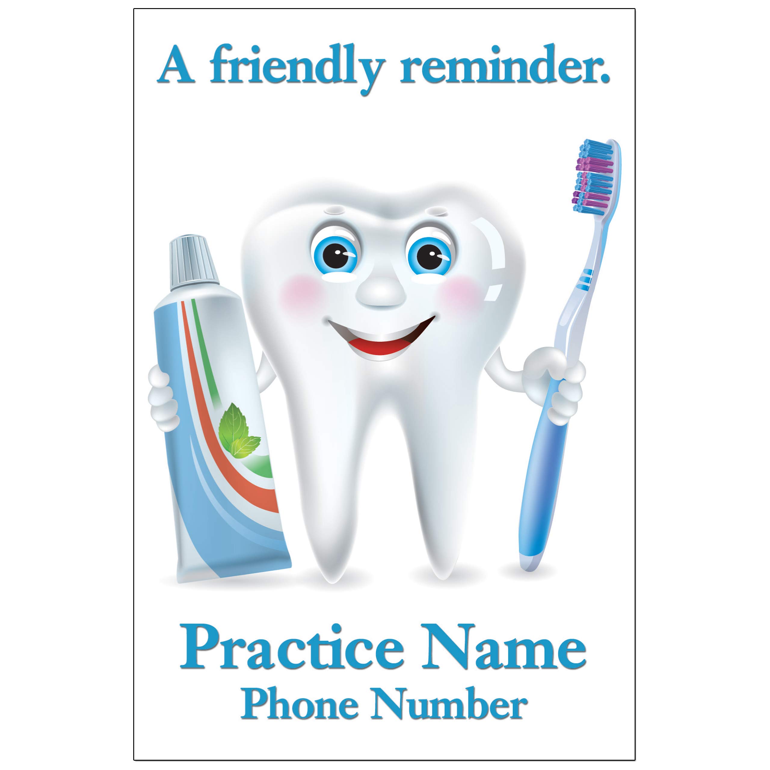 Appointment Reminder Postcards for Dentists. Customize Card Front and Back with Practice Info. 4"x6" Card, Full Color Front with Premium High Gloss UV