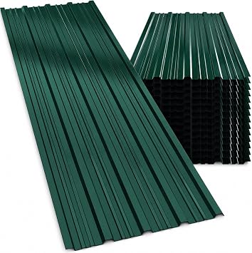 GARDEBRUK  14x Corrugated Metal Roofing Sheets, 110x46cm, Green