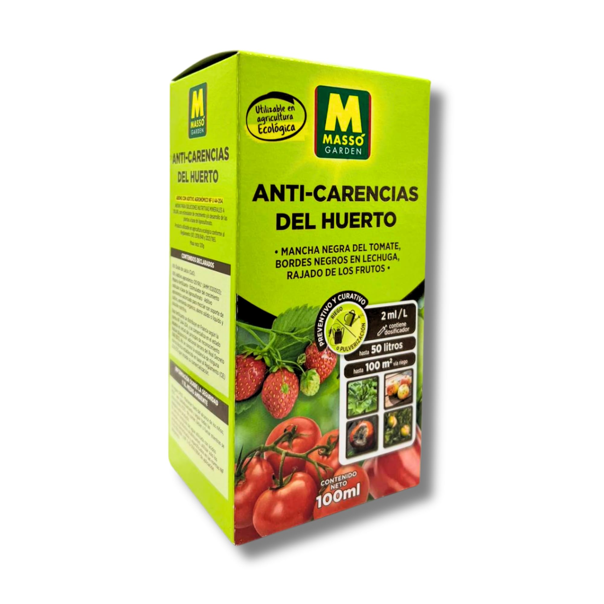ANTI-CARENCIAS para Huerto ECO 100 ML MUY EFECTIVO | Corrector de Calcio para Tomate, Pimiento, Lechuga y Hortalizas | Previene Enfermedades como bordes negros o Bitter pit | Ecológico | Nexum Market