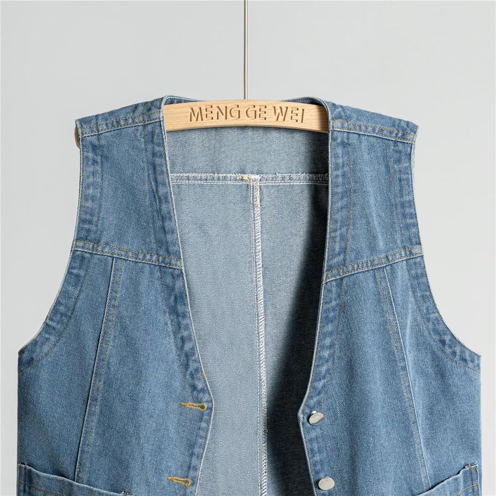 Mens Denim Vests Sleeveless Western Cowboy Retro Button Down Jean Vest Jackets - Image 4
