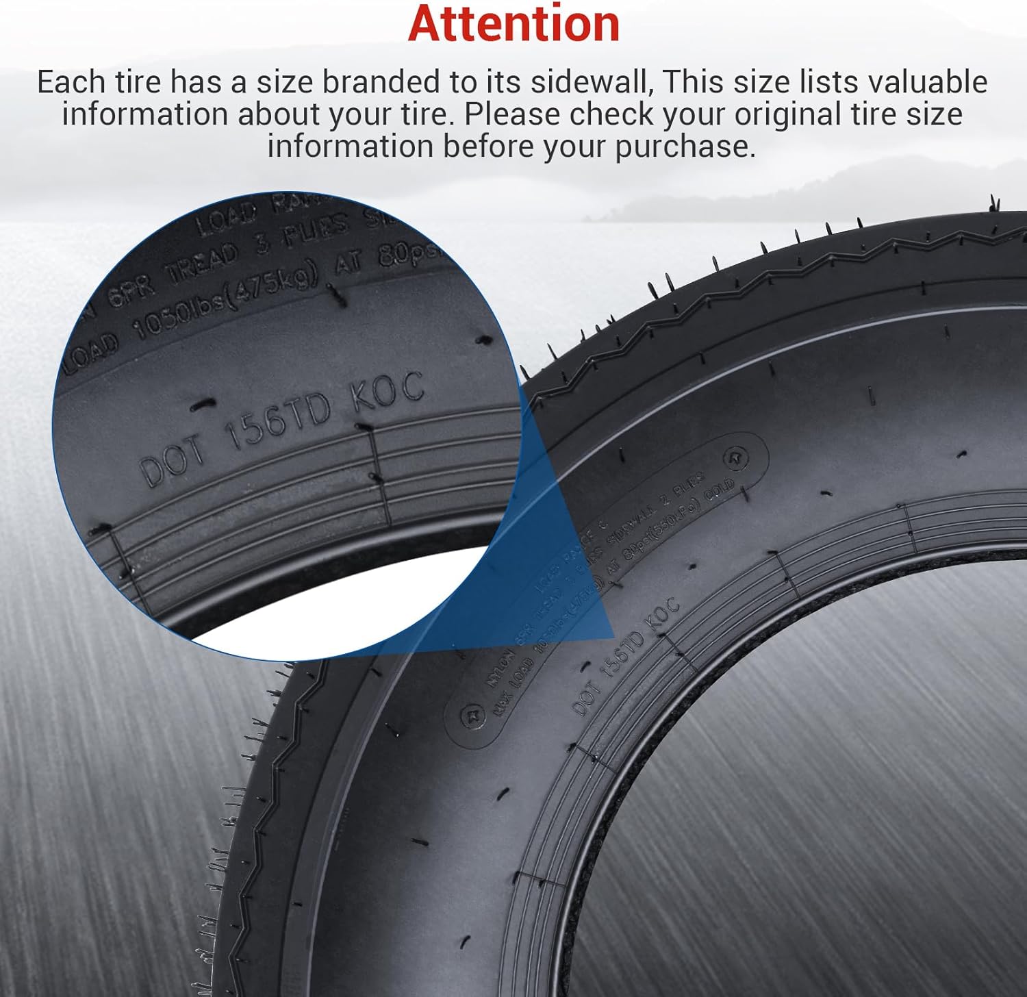 5.30-12 Trailer Tires Heavy-Duty Radial 2-Pack - 6-Ply Load Range C, 475 lbs Capacity @ 80 PSI, All-Weather Deep Tread for Utility, Boat, Camper & Cargo Trailer Replacement