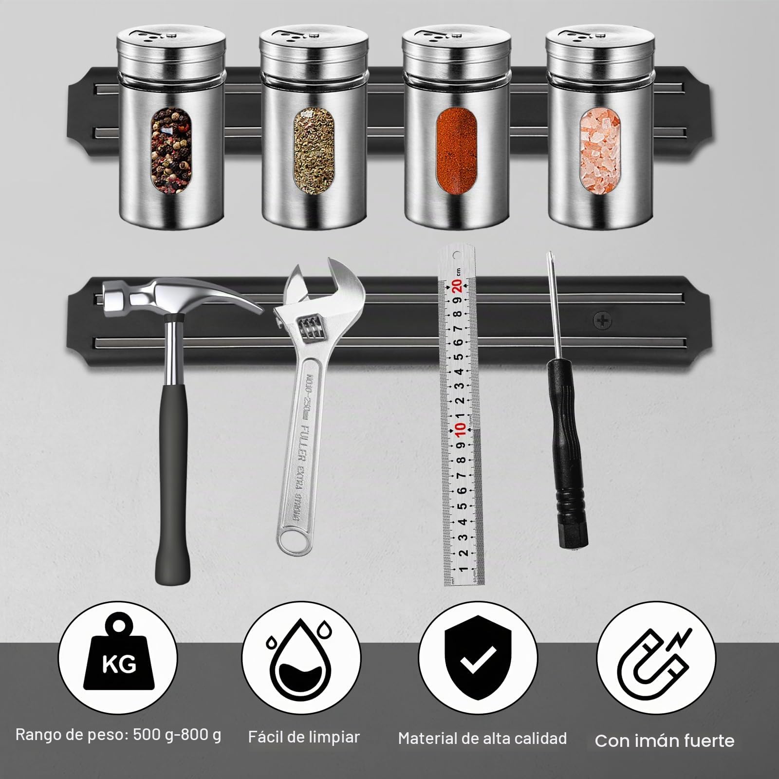 3 Piezas Soporte Magnético Cuchillos, 33cm Barra Magnética para Cuchillos de Acero Inoxidable, Soporte Magnético para Cuchillos Cocina, Barra Magnética Universal con Imán Fuerte y 6 Tornillos