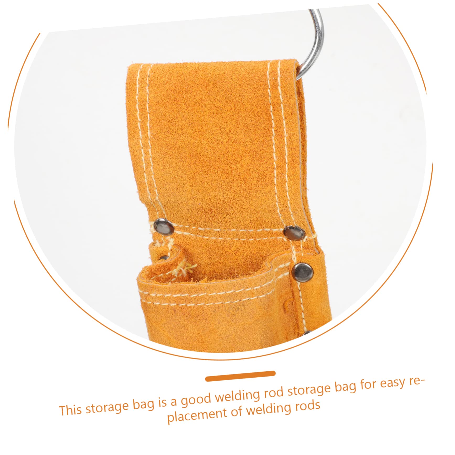 Cabilock 3 Piezas Kit de herramientas anti-escalecimiento bolsa soldadura Cintura accesorios de soldador portaelectrodos soporte de almacenamiento de electrodos Cuero Naranja