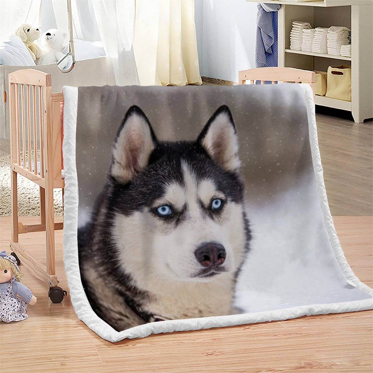 Plaid Couverture Polaire Chien Husky 3D Hiver, Chiens De Traîneau Douce Chaude Microfibre ete Hiver Couverture en Flanelle 150x200 pour Jeté de Canapé, Dessus de lit pour Enfant Fille Garcon