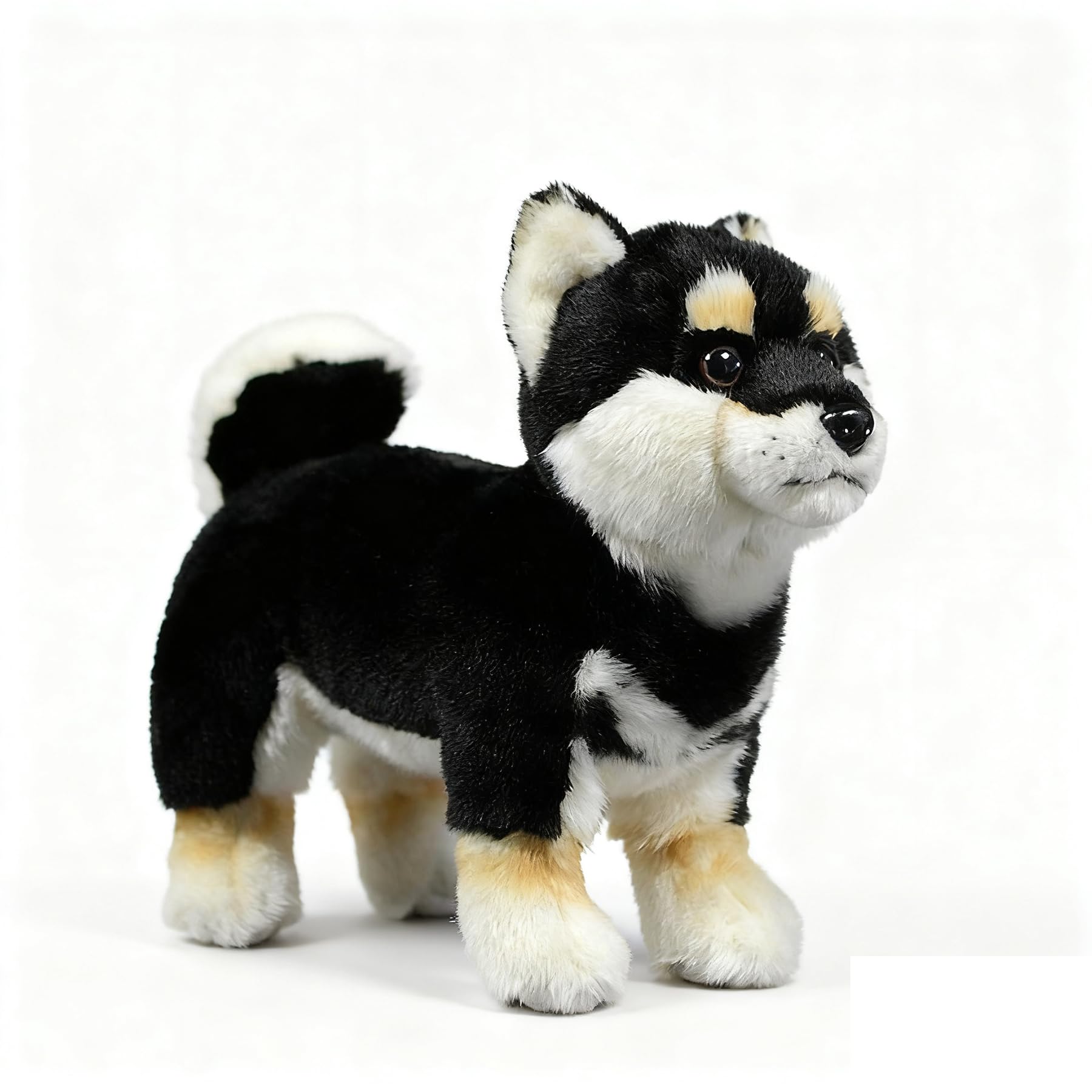 RLOMUTE Shiba Inu Plush Toy Soft - Dog Pillow Cute Shiba Inu Realistic Animal Toy-28cm/11”, Unique Shiba Inu Plush Toy Model Doll Children’s Gift (black)