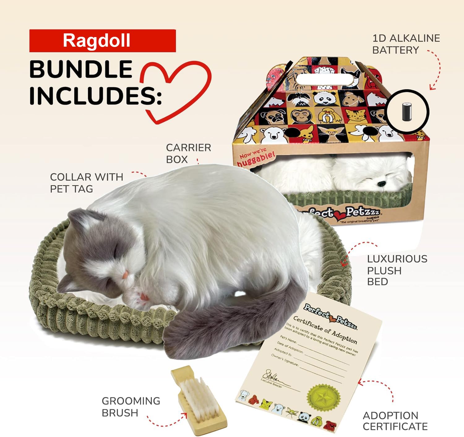 Huggable Pets Perfect Petzzz Ragdoll Cat The Original Breathing Pet Puppy New ...
