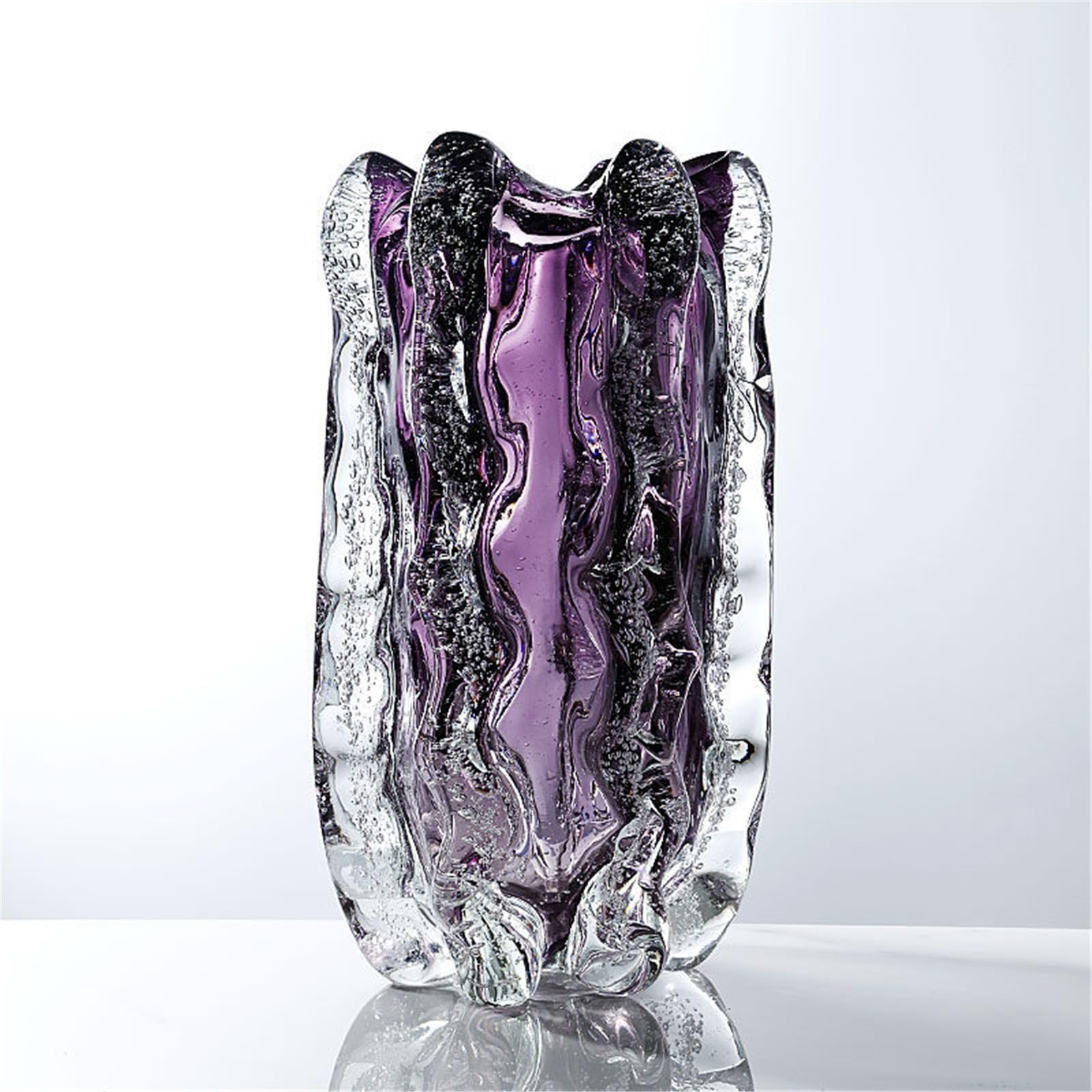 Vaso di Fiori Vaso di Vetro a Bolle Pizzo Creativo Leggero e Lussuoso, Ornamento Artistico, Decorazione della casa(M)